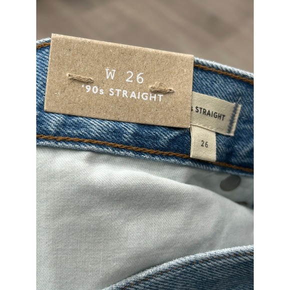 Madewell Womens Blue Distressed Raw Hem High Rise 90s Straight Leg Jeans 26 NWT - Picture 5 of 10